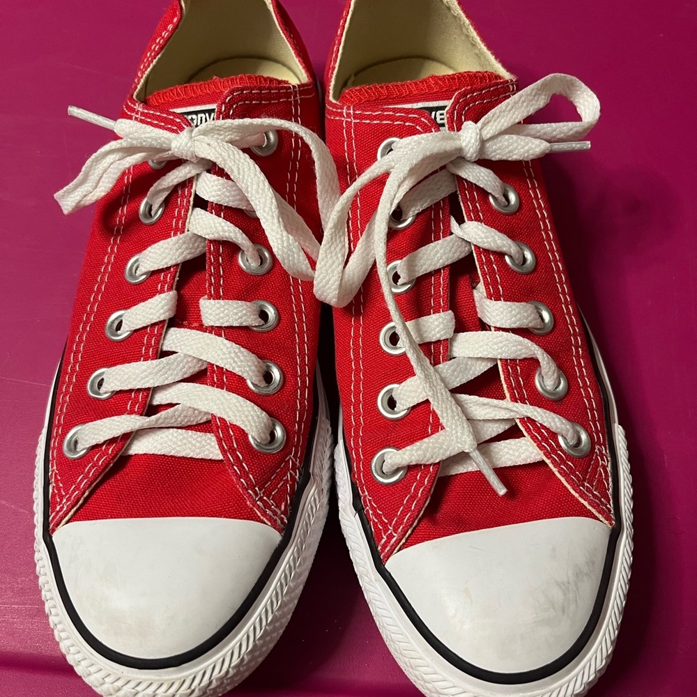 Converse Red and White Chuck Taylor Sneakers High-Top